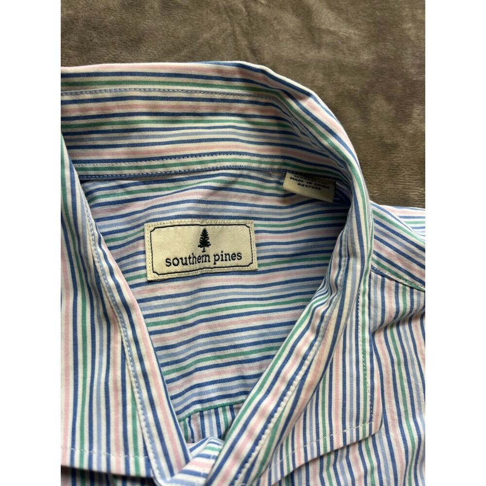 Southern Pines Shirt Men XL Button Up Long Sleeve Blue White Striped - Picture 4 of 7